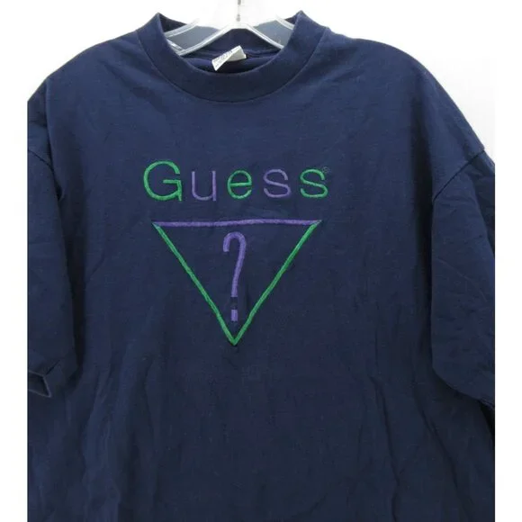 VGT Guess Shirt One Size Pullover Spell Out 90s Boxy Embroidered USA - Picture 2 of 10